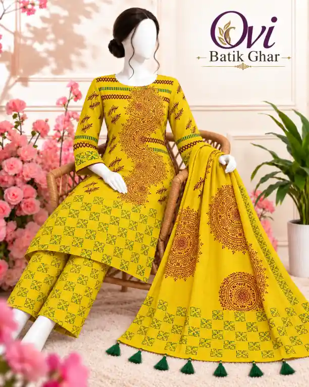 আড়ং হ্যান্ডব্লক থ্রিপিস - ডিজাইন ৪