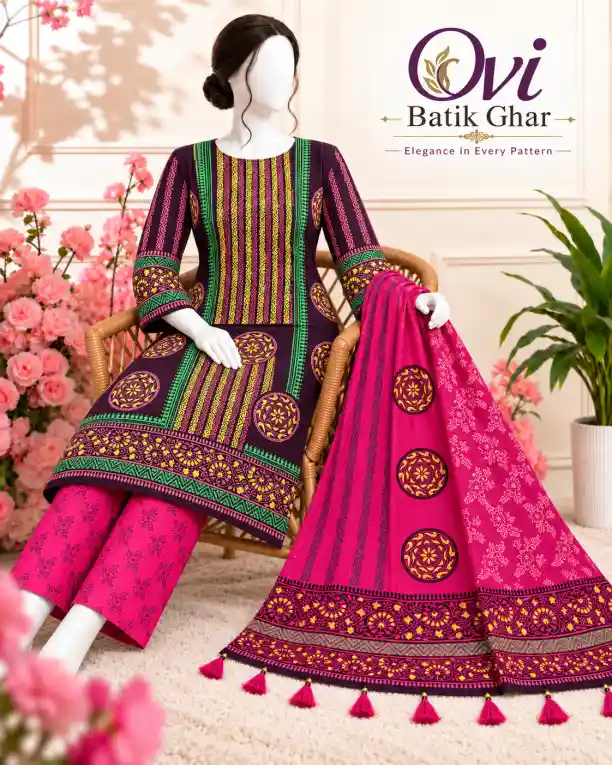 আড়ং হ্যান্ডব্লক থ্রিপিস - ডিজাইন ৫