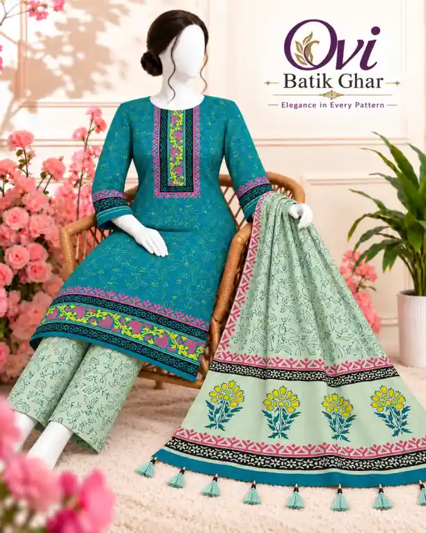 আড়ং হ্যান্ডব্লক থ্রিপিস - ডিজাইন ৬