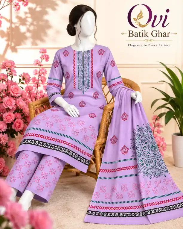 আড়ং হ্যান্ডব্লক থ্রিপিস - ডিজাইন ৭